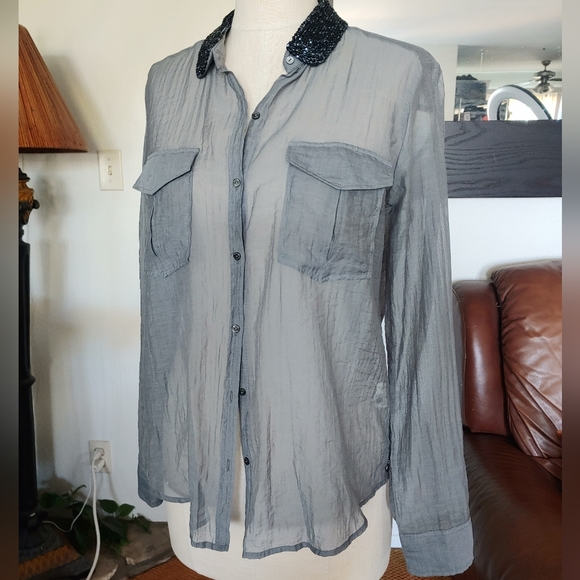 Maison Scotch Fancy Shirt Beaded Collar - Picture 4 of 11